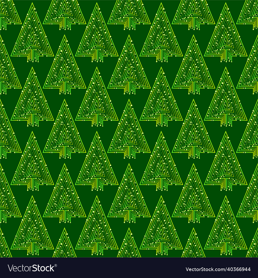 Seamless pattern with technology christmas tree
