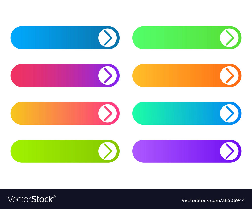 Set colorful web buttons with white arrows Vector Image