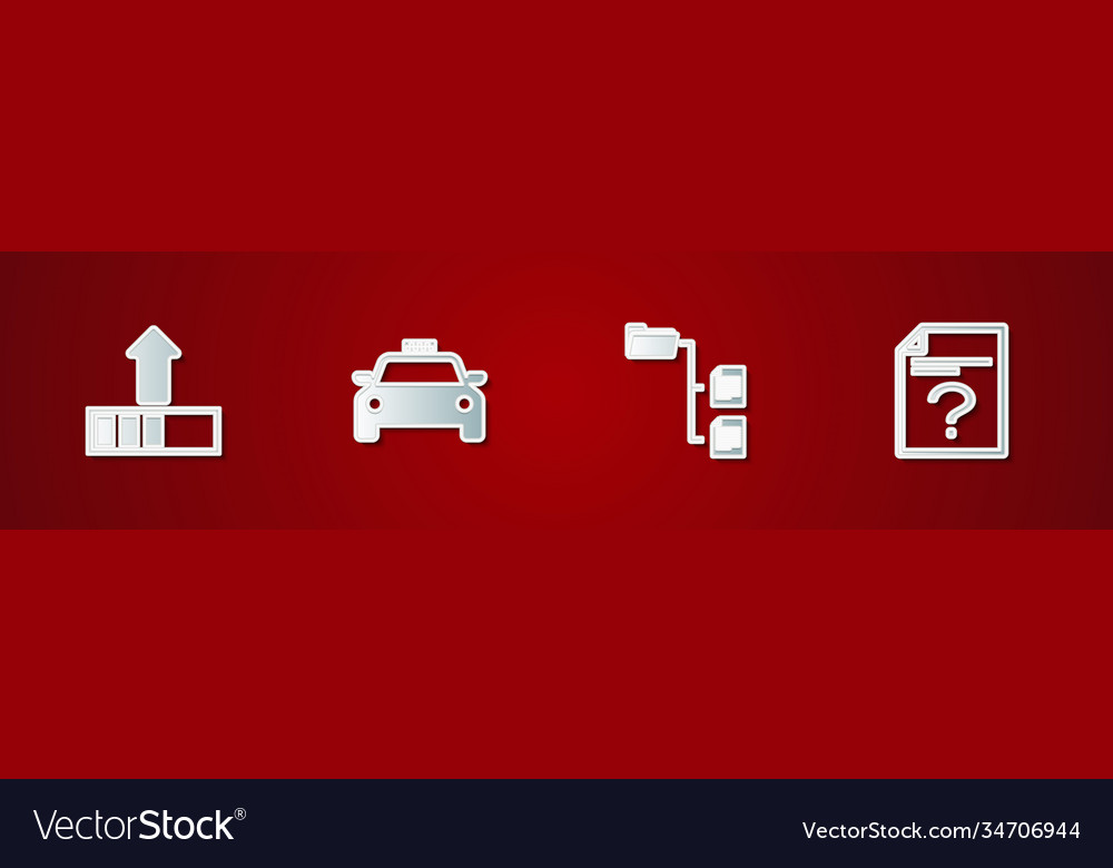 Set loading taxi car folder tree and unknown vector image Set loading taxi car folder tree and unknown