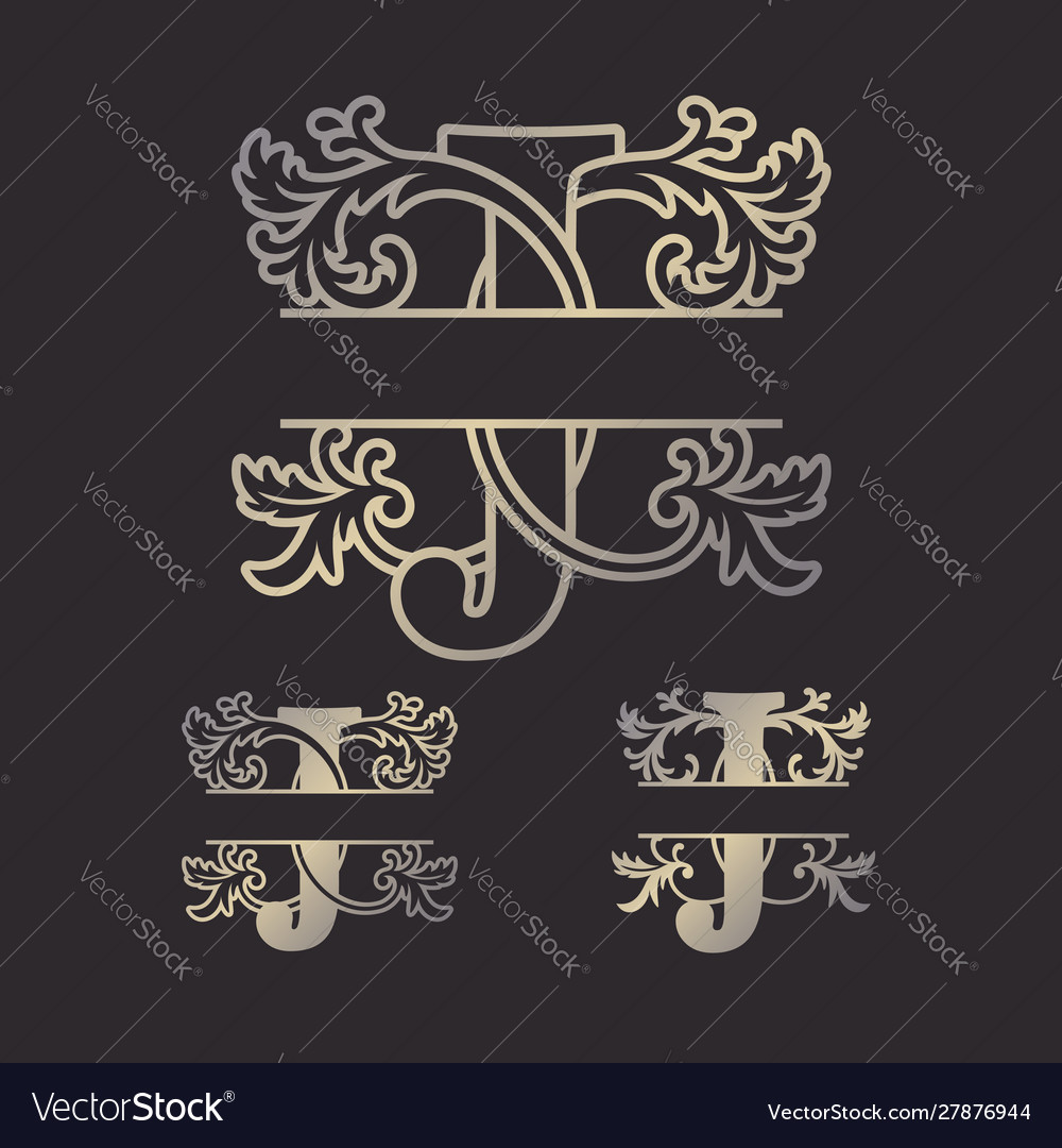 Split letters monogram font alphabet
