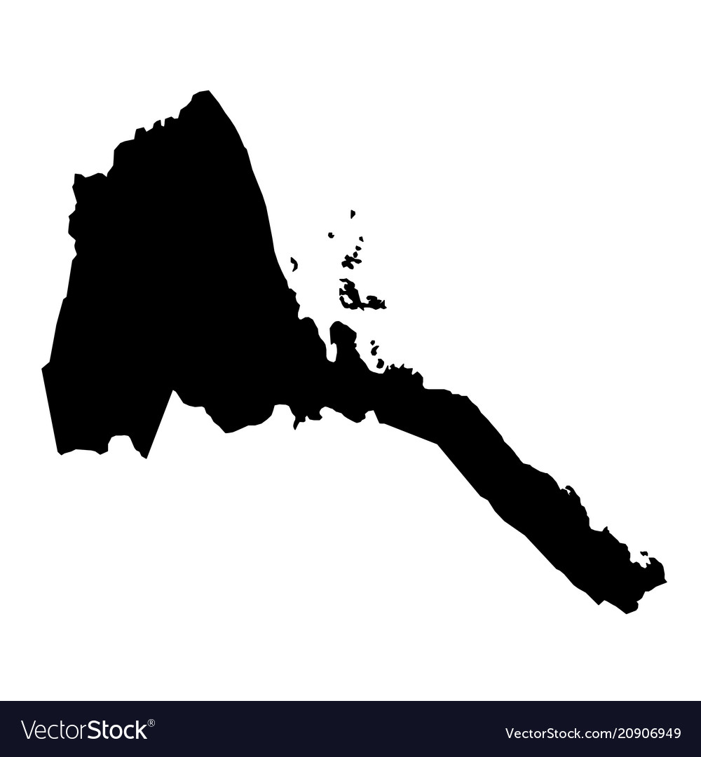 Black silhouette country borders map of eritrea vector image Black silhouette country borders map of eritrea