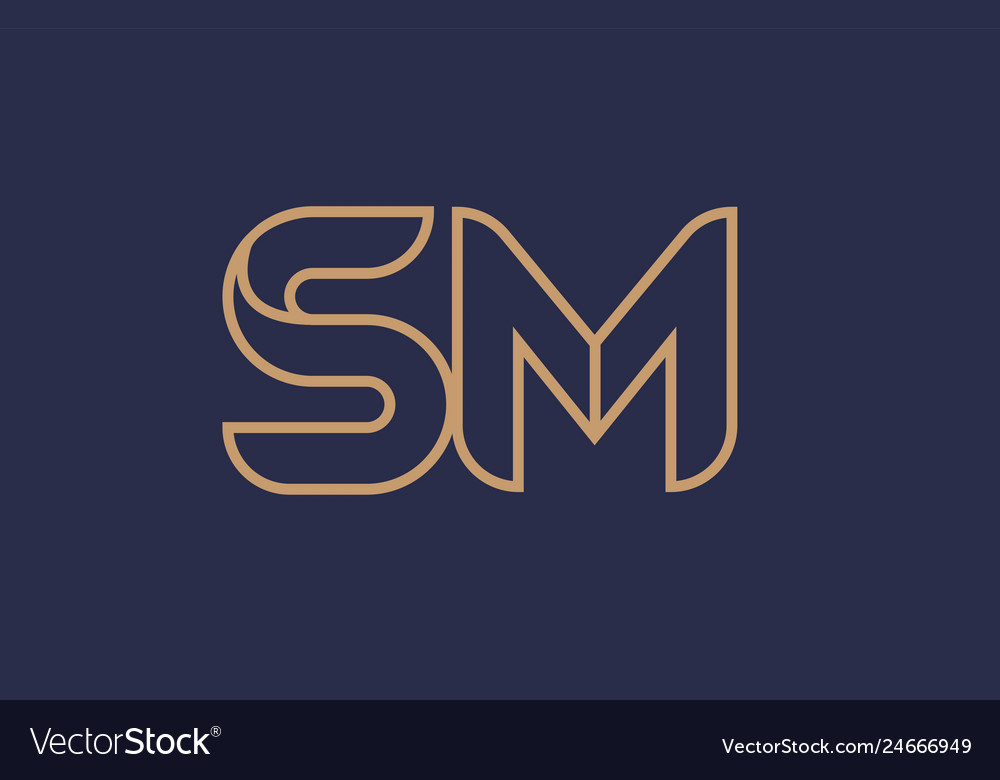 Brown blue line alphabet letter sm s m logo