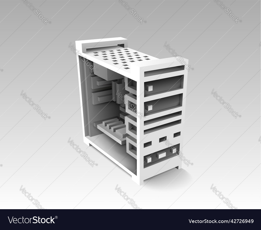Computer system unit in 3d style perspective Vector Image