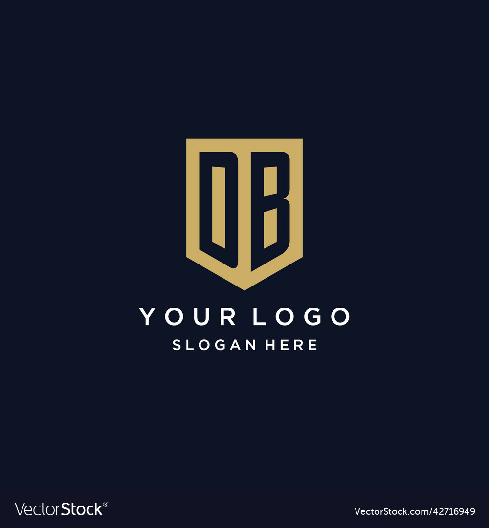Db monogram initials logo design with shield icon vector image