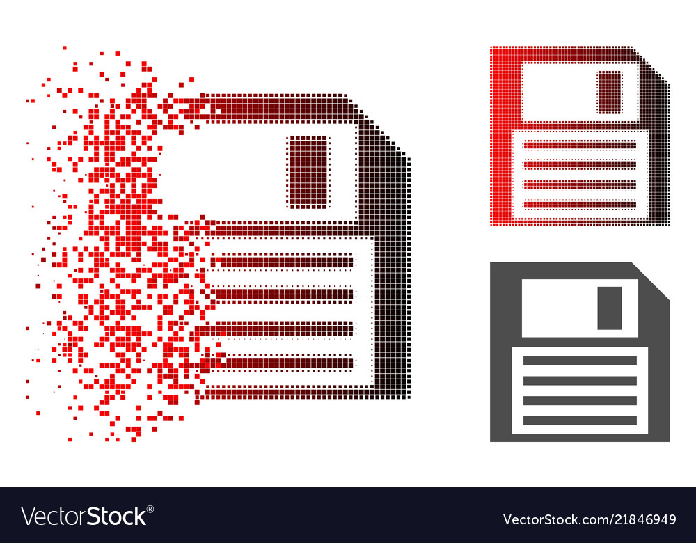 Disintegrating dot halftone save floppy icon Vector Image Disintegrating dot halftone save floppy icon