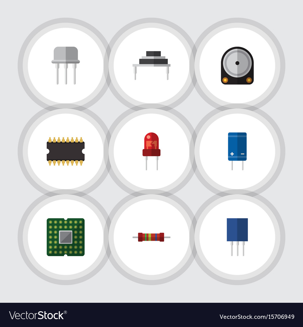 Flat icon technology set of transistor hdd