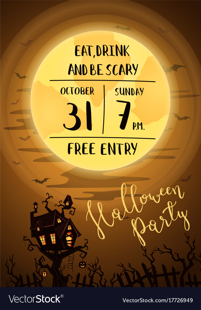 Halloween party poster with spooky castle