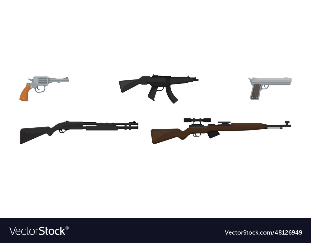 Handguns or pistol models with firing trigger vector image Handguns or pistol models with firing trigger