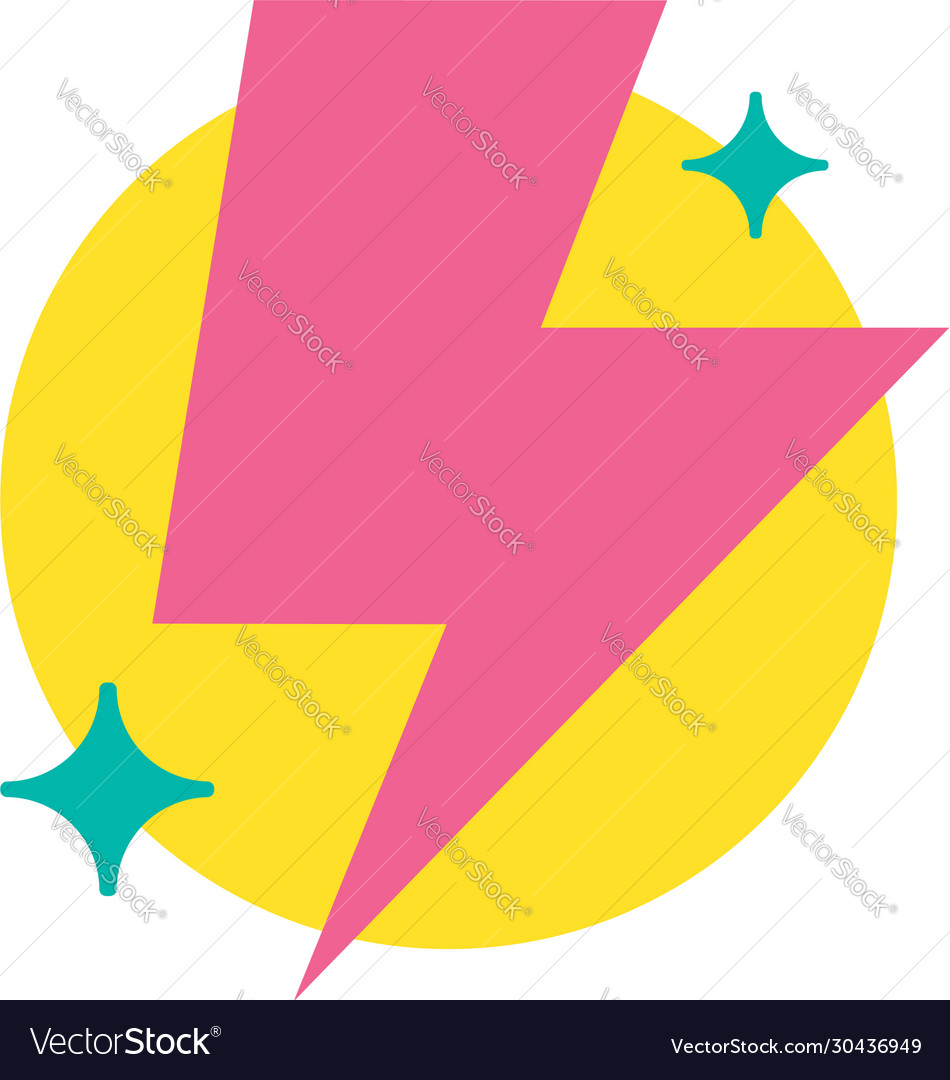 Lightning and stars on circle background icon vector image Lightning and stars on circle background icon