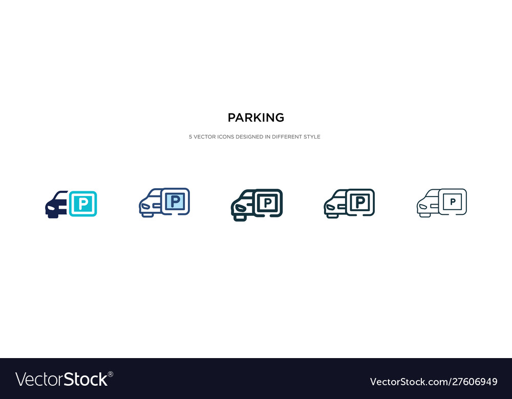 Parking icon in different style two colored Vector Image Parking icon in different style two colored