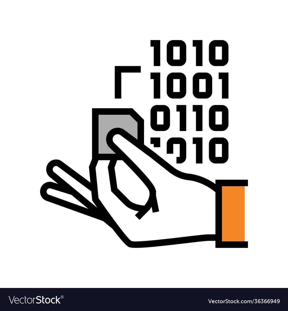 Programming rfid chip color icon Vector Image Programming rfid chip color icon