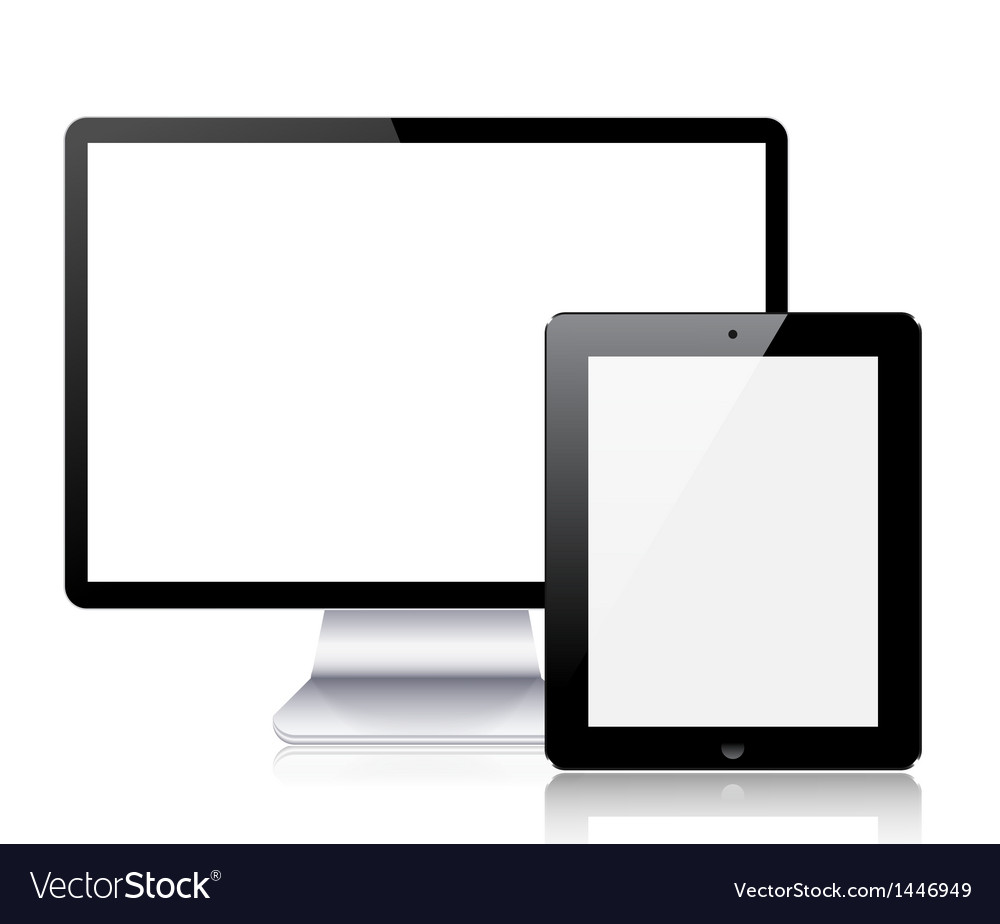 Realistic computer tablet and monitor