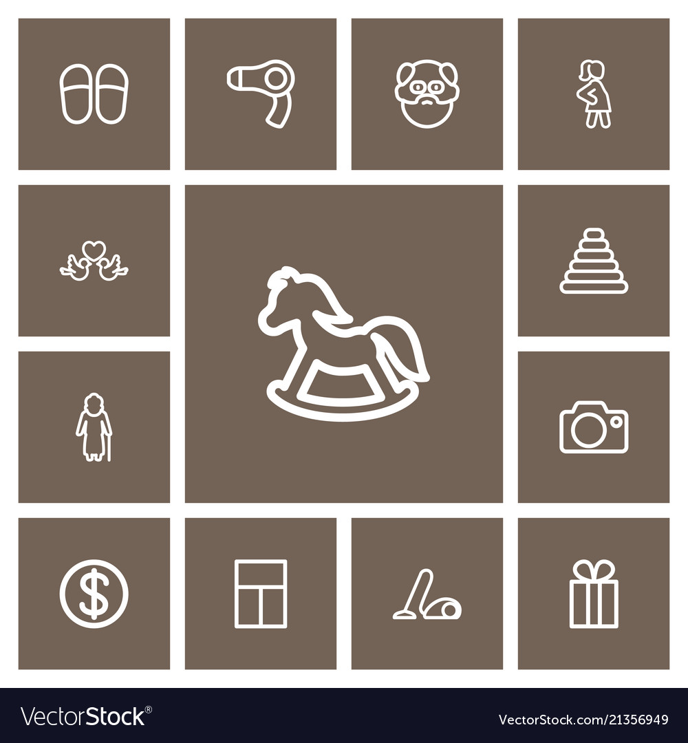 Set of 13 editable kin icons line style includes vector image Set of 13 editable kin icons line style includes