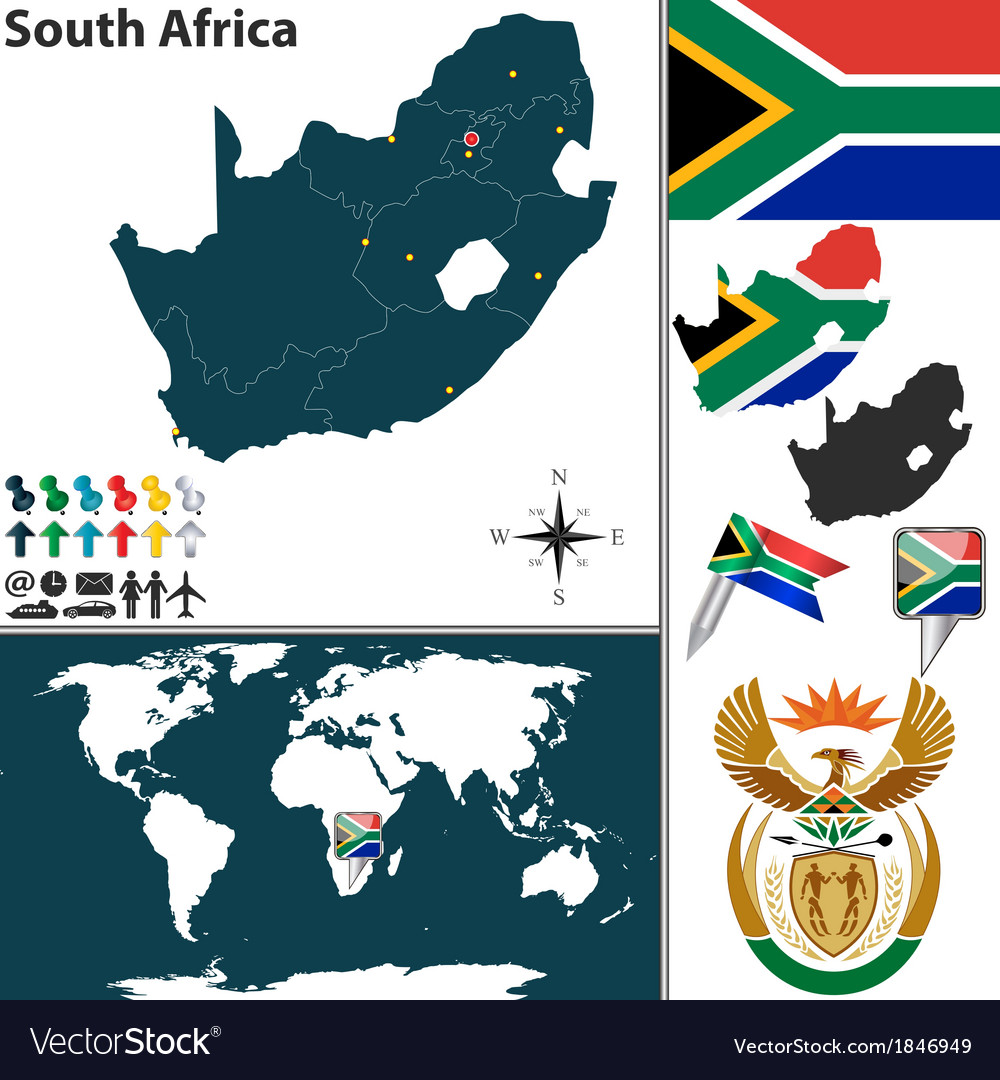 South Africa Map World Royalty Free Vector Image South Africa Map World Vector 1846949