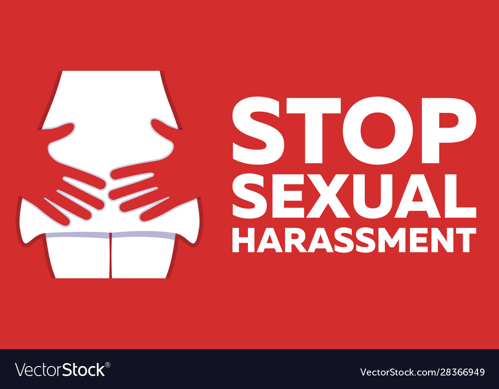 Stop sexual harassment and bulling banner on red