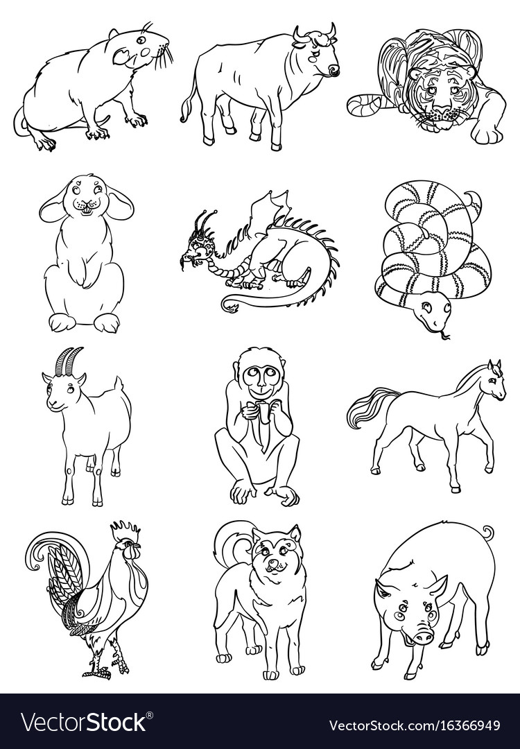 Twelve animals of the chinese horoscope