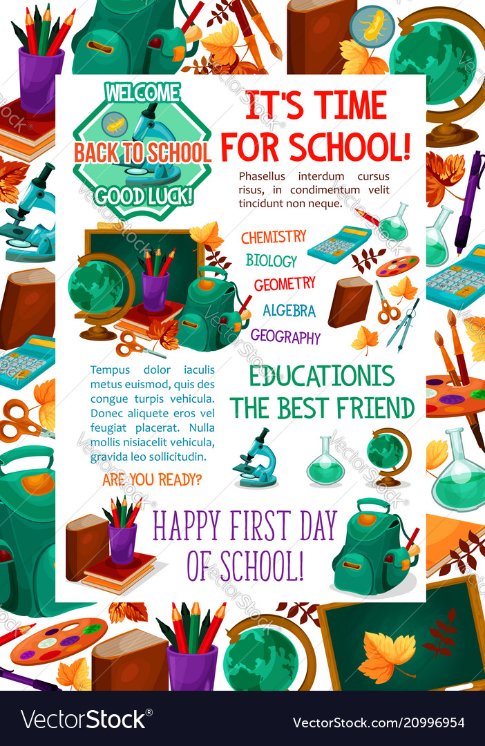back to school autumn education poster royalty free vector