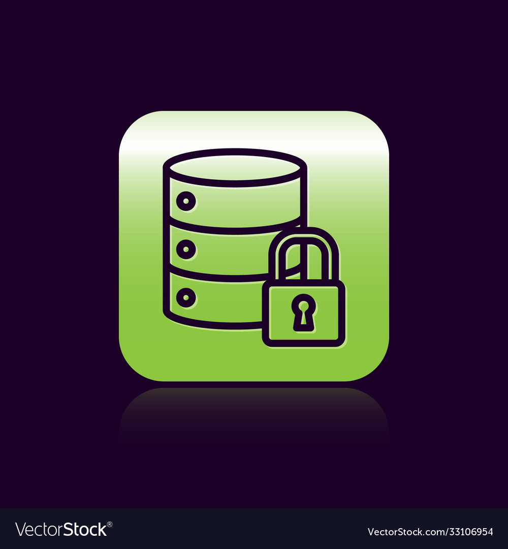 Black line server security with closed padlock