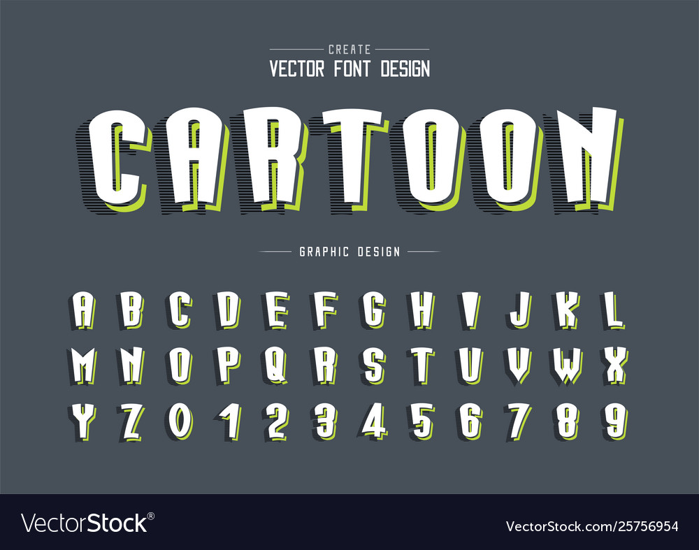 Cartoon font and alphabet line tall typeface