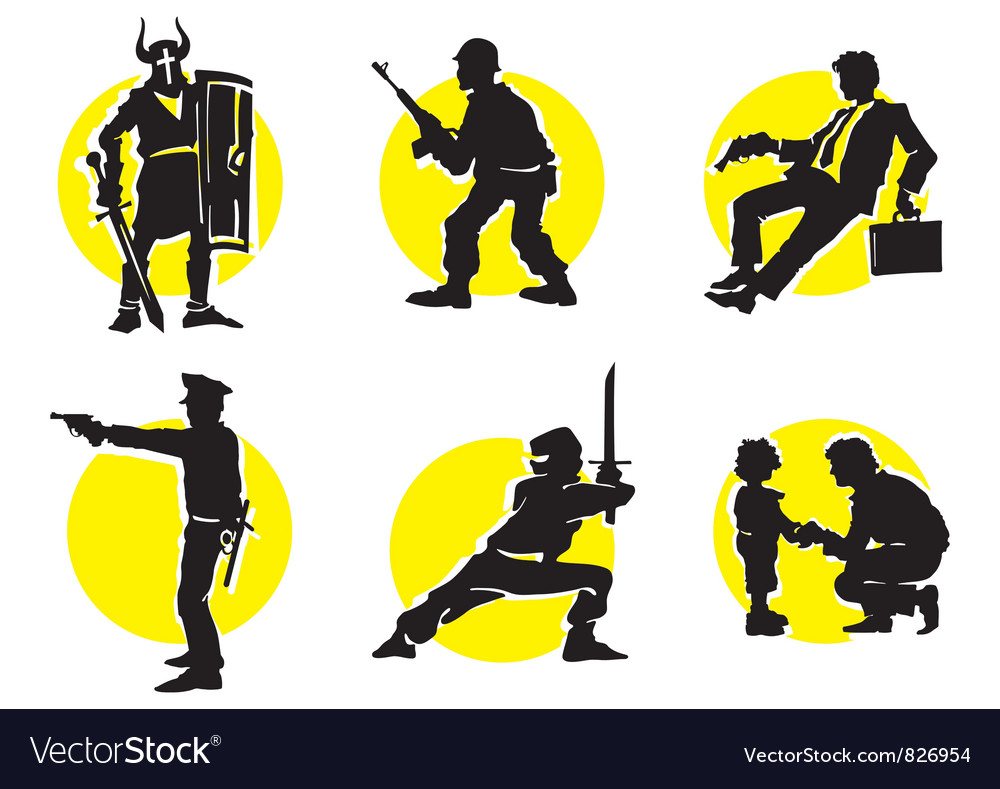 Cinema silhouettes icons knight