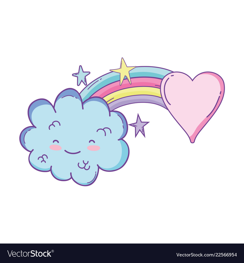 Cloud and rainbow cute cartoon Royalty Free Vector Image