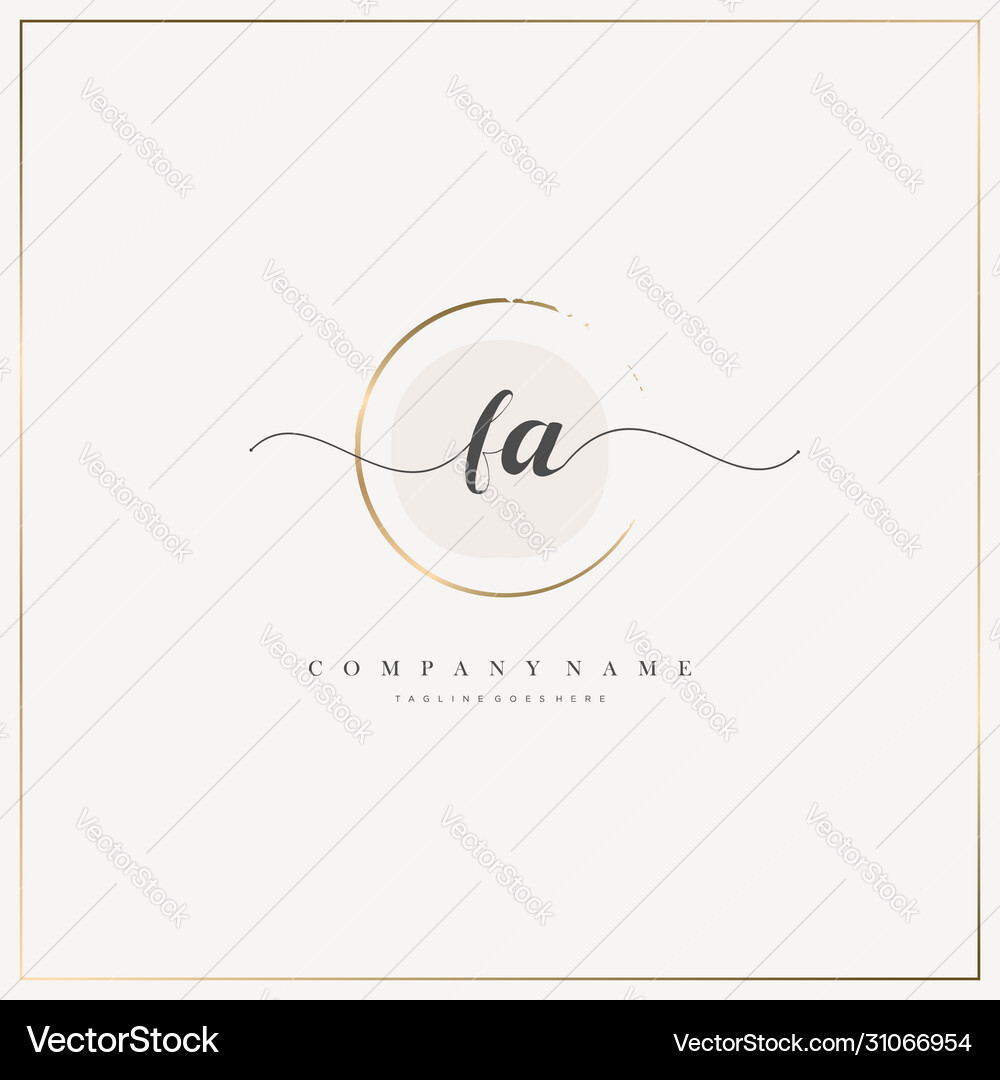 Fa initial letter handwriting logo hand drawn Vector Image
