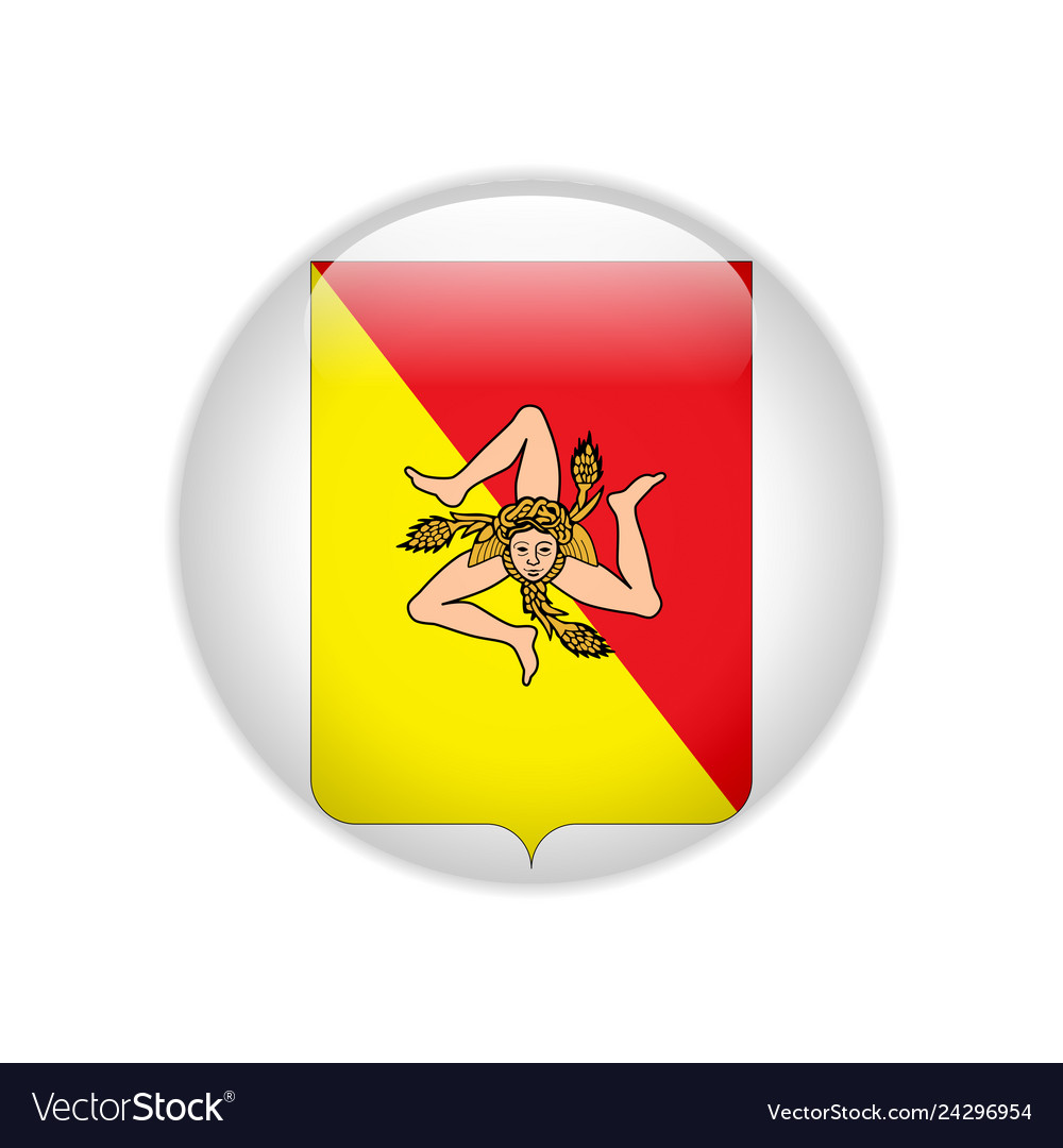 Flag coat of arms sicily on button Royalty Free Vector Image