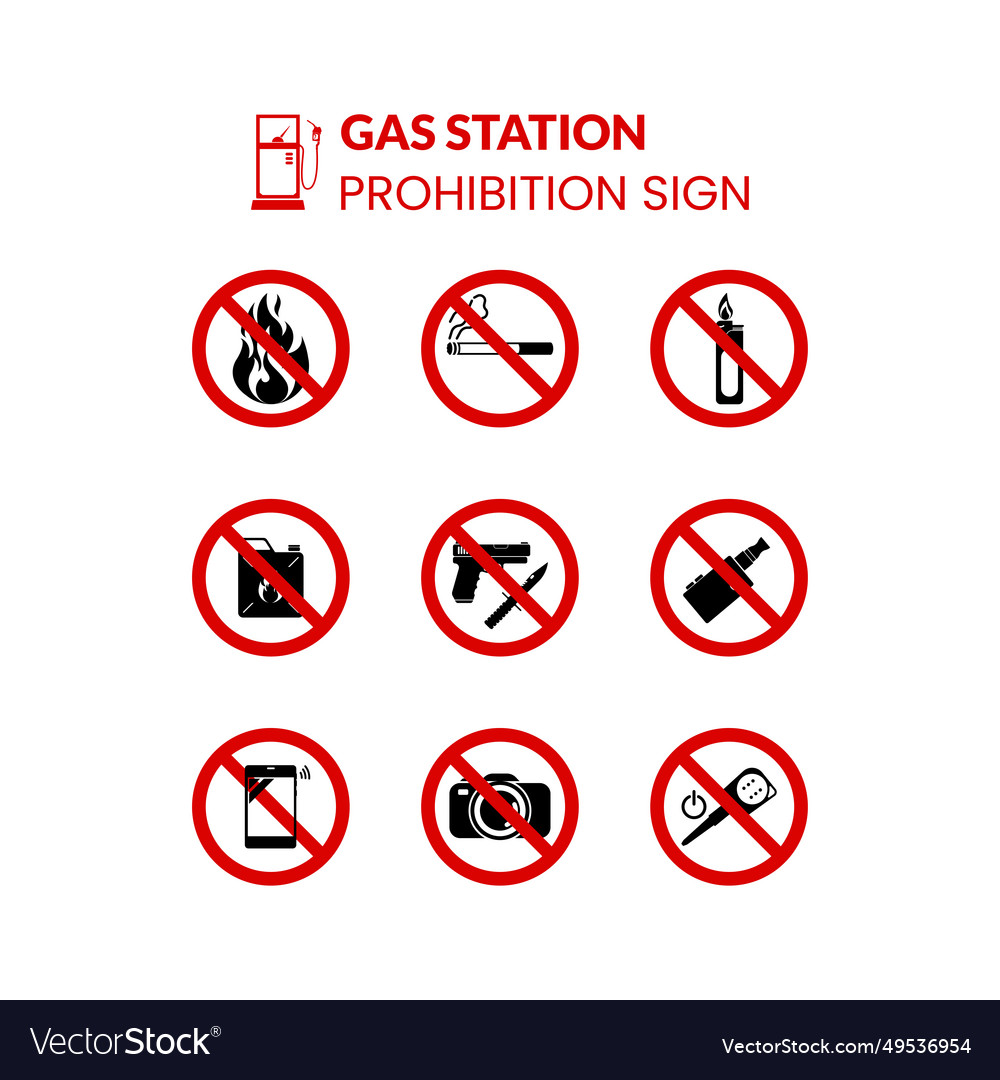 Gasstation Verbot Zeichen und Symbolgrafik