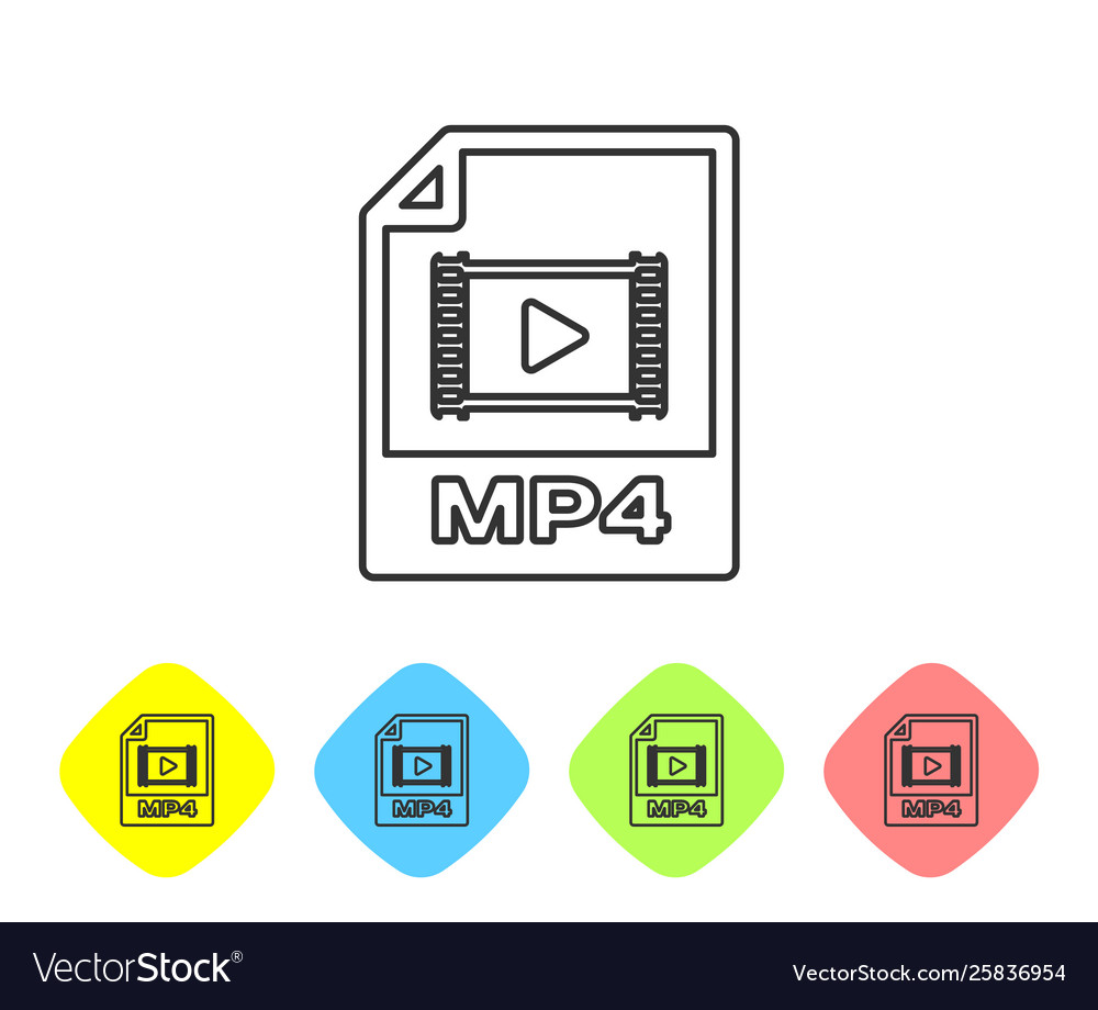 Grey mp4 file document icon download button vector image Grey mp4 file document icon download button