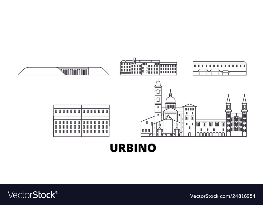 Italy urbino line travel skyline set