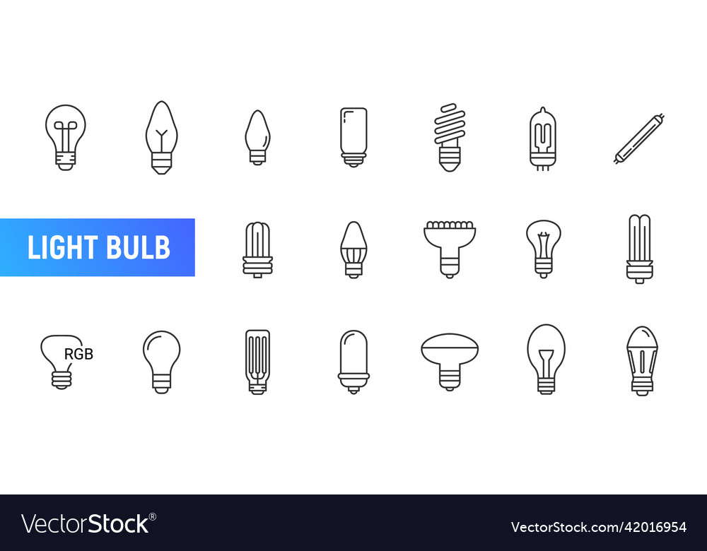 Light bulb line icon set lightbulb stroke lamp vector image Light bulb line icon set lightbulb stroke lamp