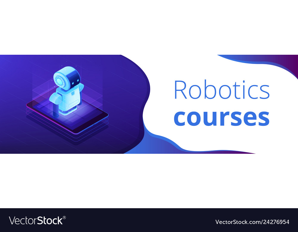 Mobile robotics isometric 3d banner header vector image Mobile robotics isometric 3d banner header