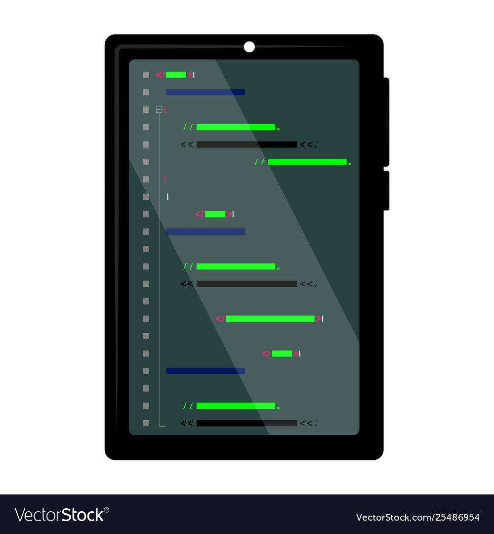 Programming code on a tablet screen
