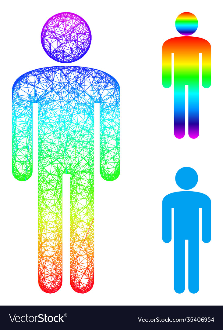 Rainbow net mesh gradient man icon Vector Image Rainbow net mesh gradient man icon
