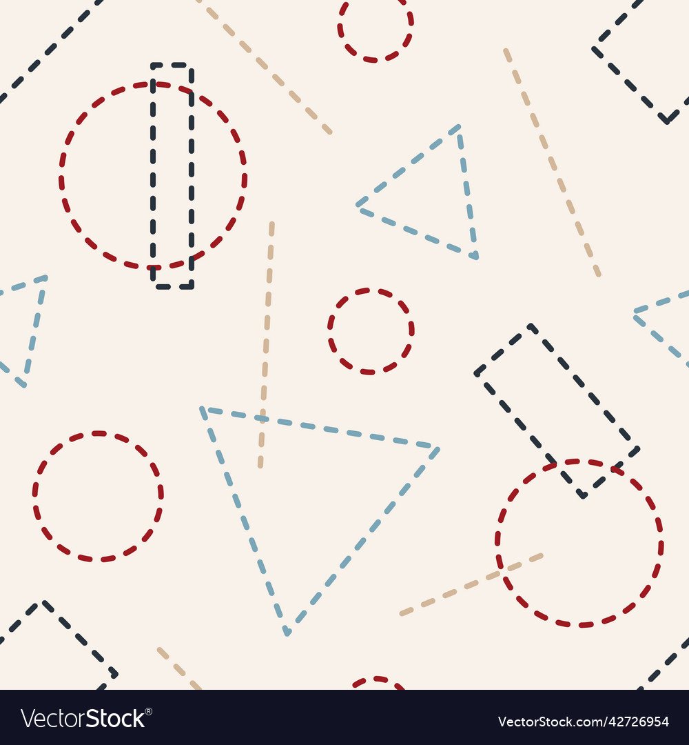 Seamless pattern with contour geometry shapes vector image Seamless pattern with contour geometry shapes
