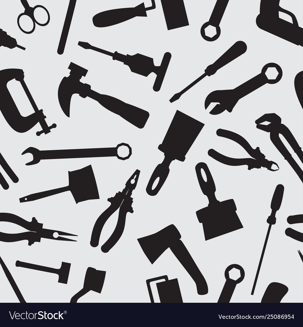 Seamless pattern with instruments and tools