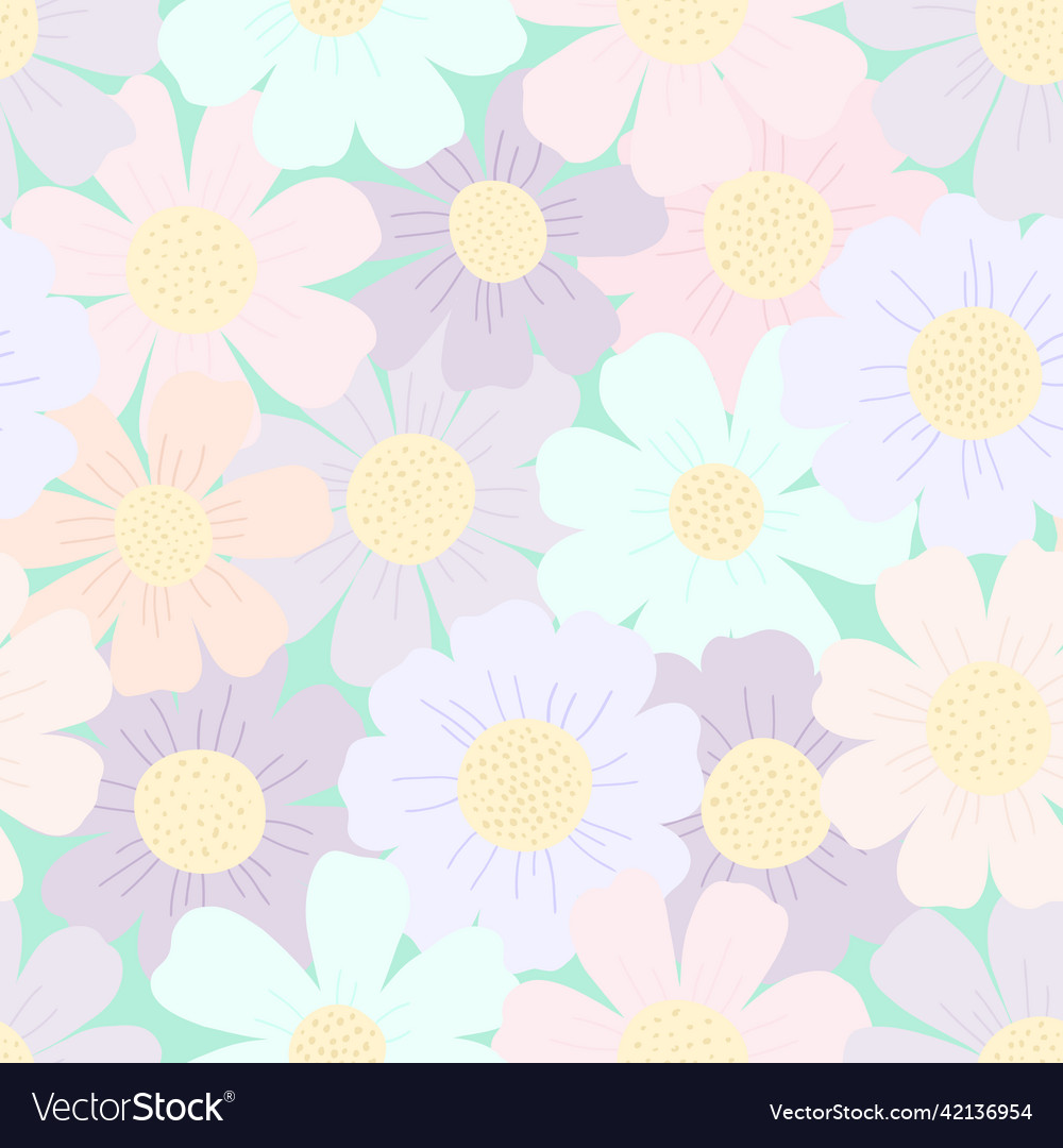 Seamless pattern with simple flowers Vector Image Seamless pattern with simple flowers