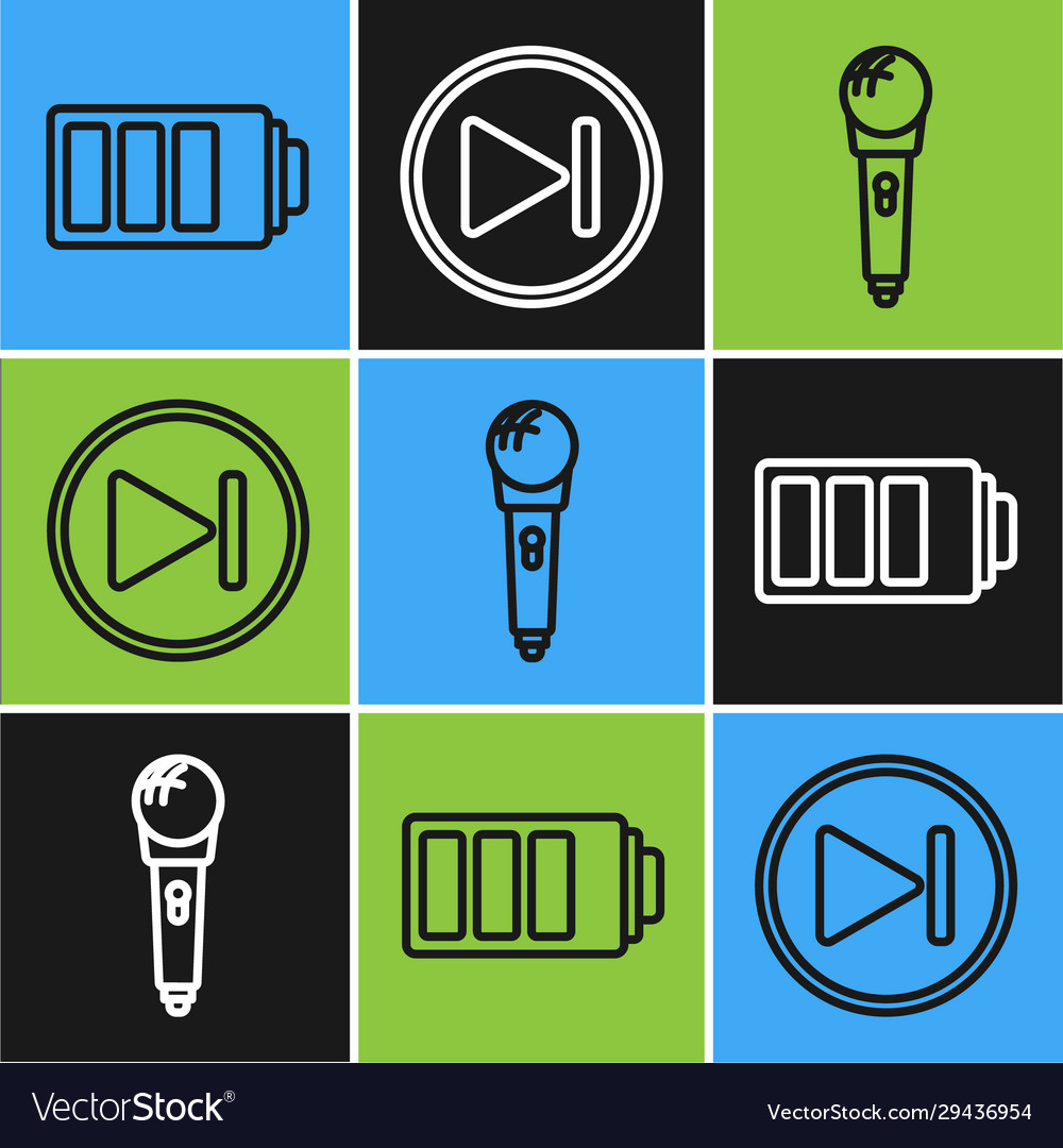 Set line battery charge level indicator vector image Set line battery charge level indicator