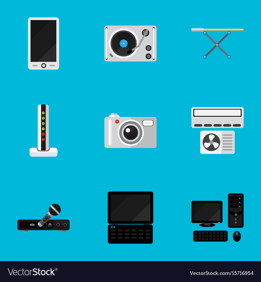 Set of 9 editable tech icons includes symbols
