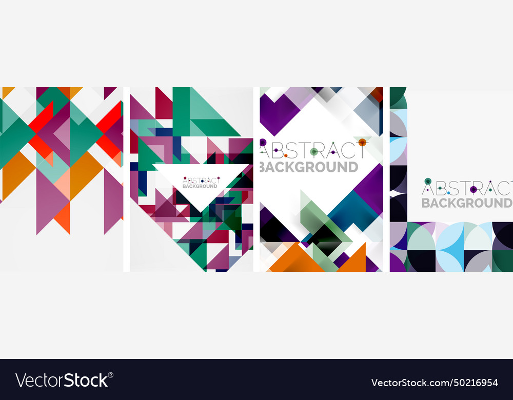 Set of triangle pattern poster backgrounds Vector Image Set of triangle pattern poster backgrounds