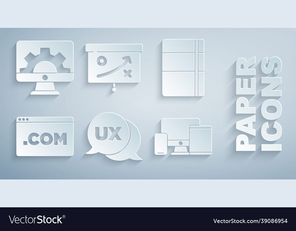 Set ui or ux design sketchbook album monitor vector image Set ui or ux design sketchbook album monitor