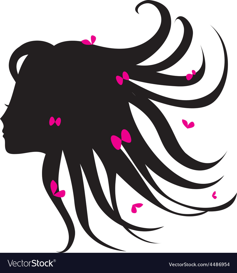 Silhouette Of Woman With Long Hair Royalty Free Vector Image