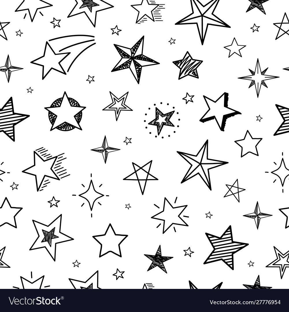 Sketch stars seamless pattern hand drawn grunge Vector Image