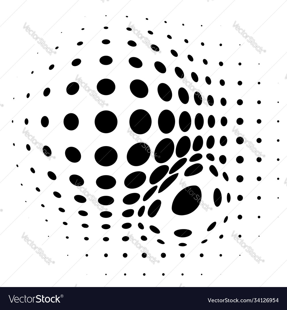 Spherical distortion halftone dots element orb vector image Spherical distortion halftone dots element orb