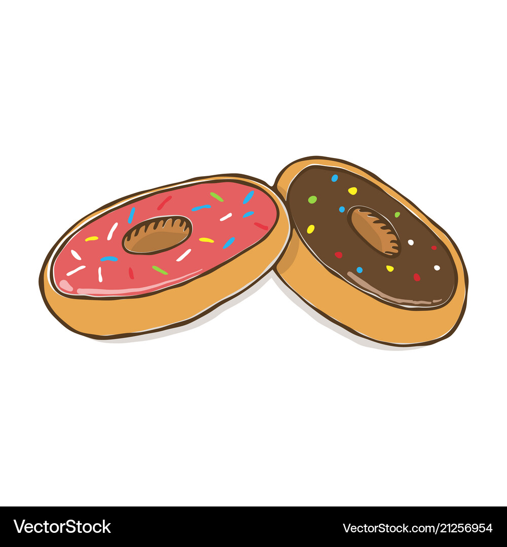 Two glazed doughnuts Royalty Free Vector Image