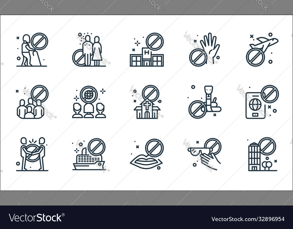 Virus restrictions line icons linear set quality vector image Virus restrictions line icons linear set quality
