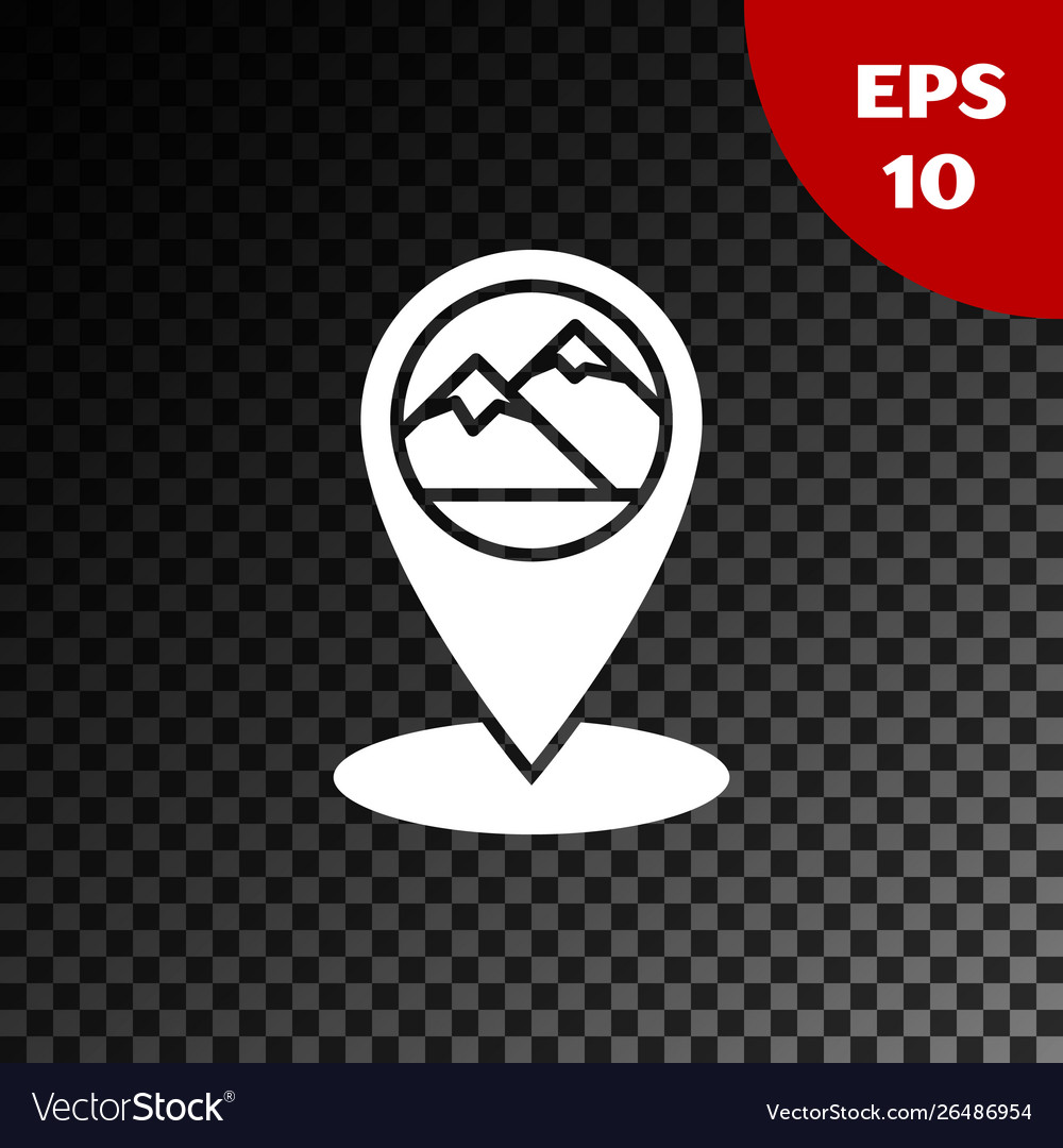 White map pointer with mountain icon isolated vector image White map pointer with mountain icon isolated