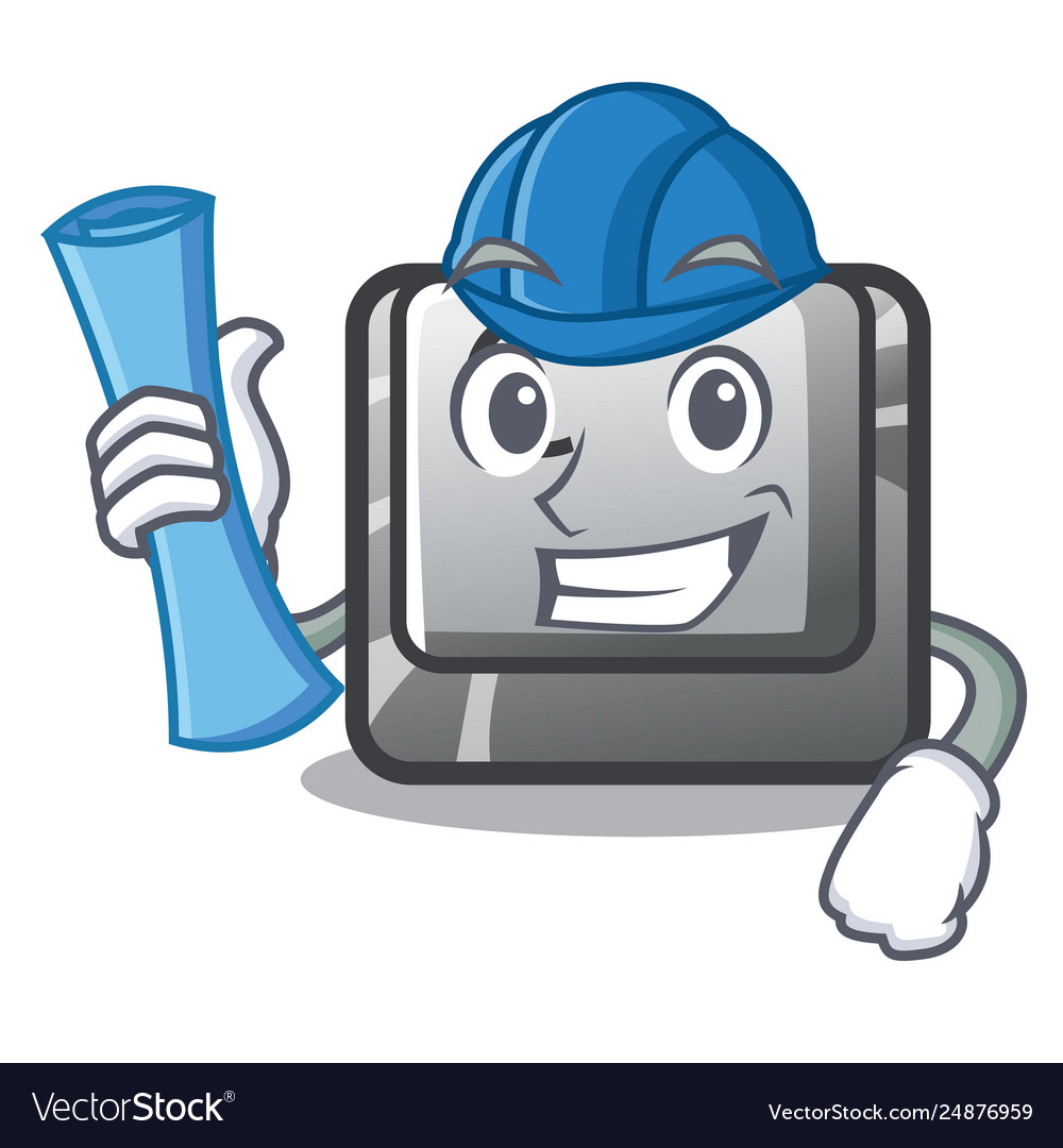 Architect button c in mascot shape