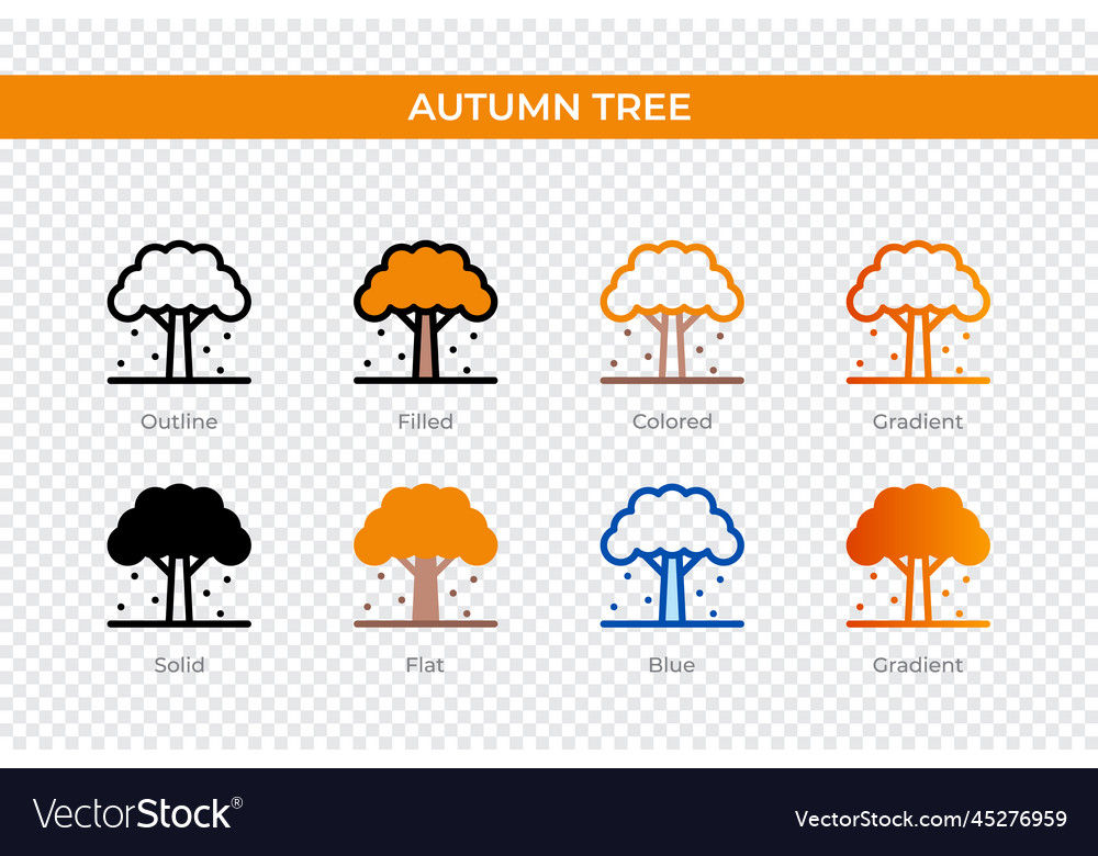 Autumn tree icon in different style