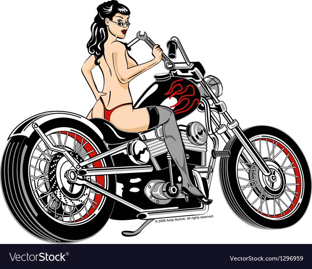 Biker Babe Royalty Free Vector Image Vectorstock